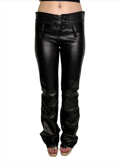 Mag 500 Black Lamb Leather Pants w/ Low Waist Y2K