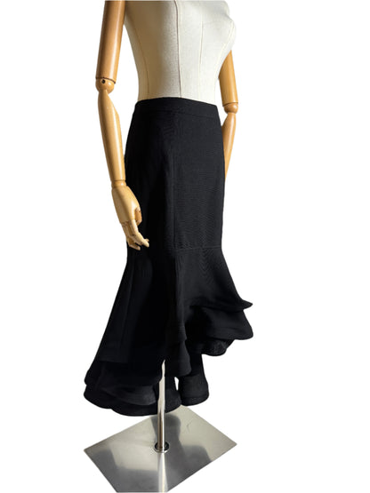Gracia, Black Evening Skirt w/ Ruffled Hemline 2000s