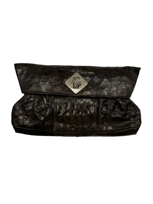 Brown Alligator Statement Clutch 1980s