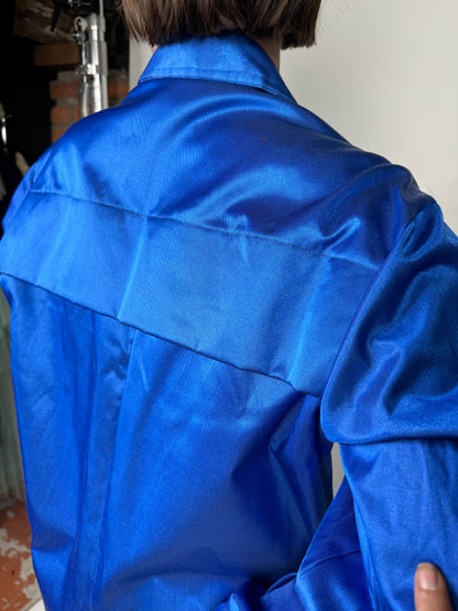 Blue Jumpsuit Cargo Pockets 1970s