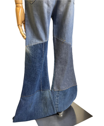 Jane Birkin Pieced Denim Bell Bottom Jeans 1970s
