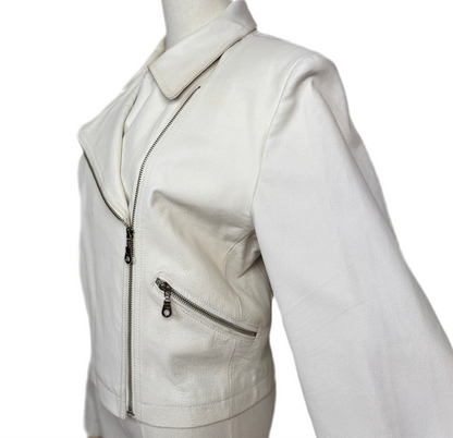 1970s Newport News White Leather Jacket