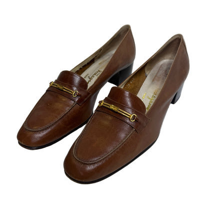 Ferragamo Brown Leather Heels 70s