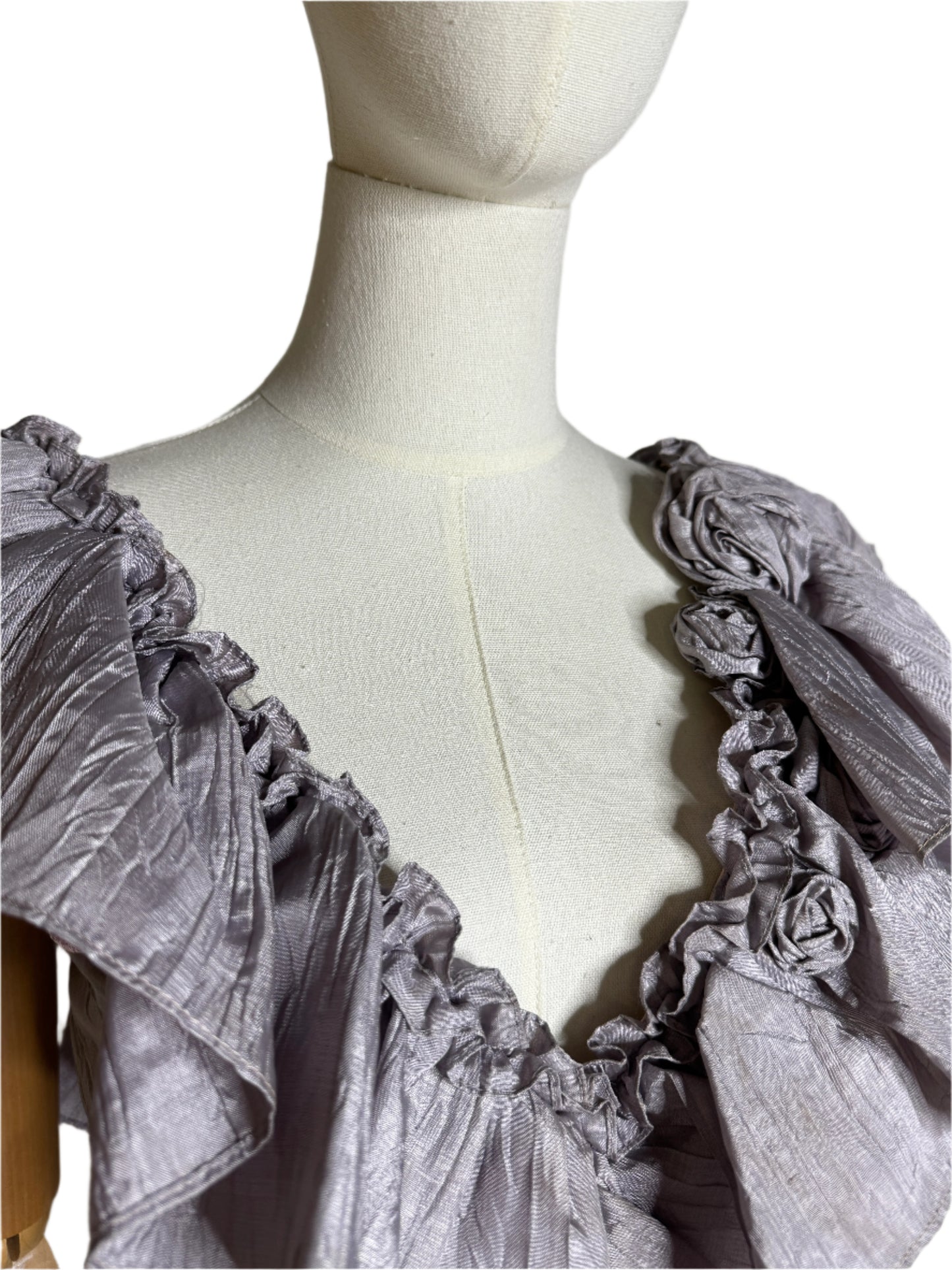 Lavender Rose Embellished 1980s Ruffle Party Dress