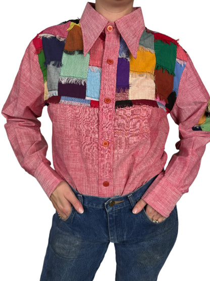 Lew Magram, Red  Disco Shirt w/ Patchwork 1970s