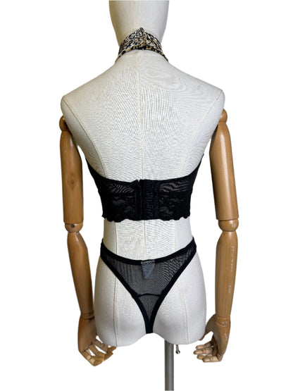 Leopard Bra Top with Black Sheer & Lace & Panty 1980s