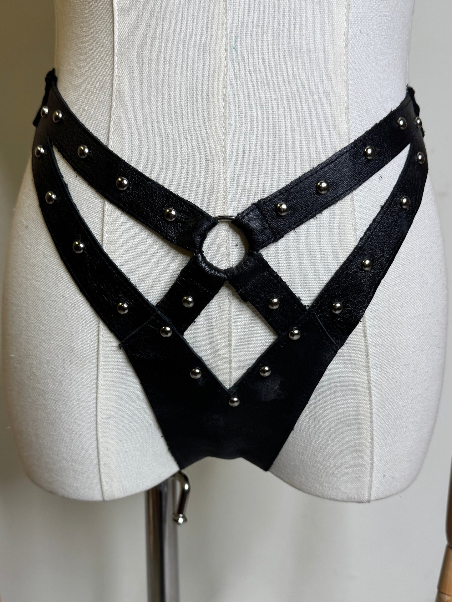 Leather Cut Out Studded Panties