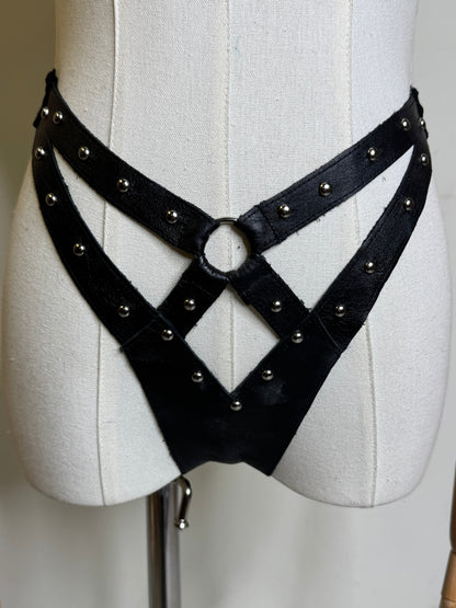 Leather Cut Out Studded Panties