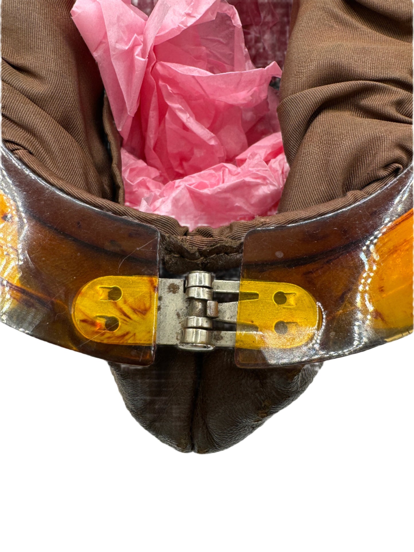 Brown Leather & Bakelite Handbag 1940s