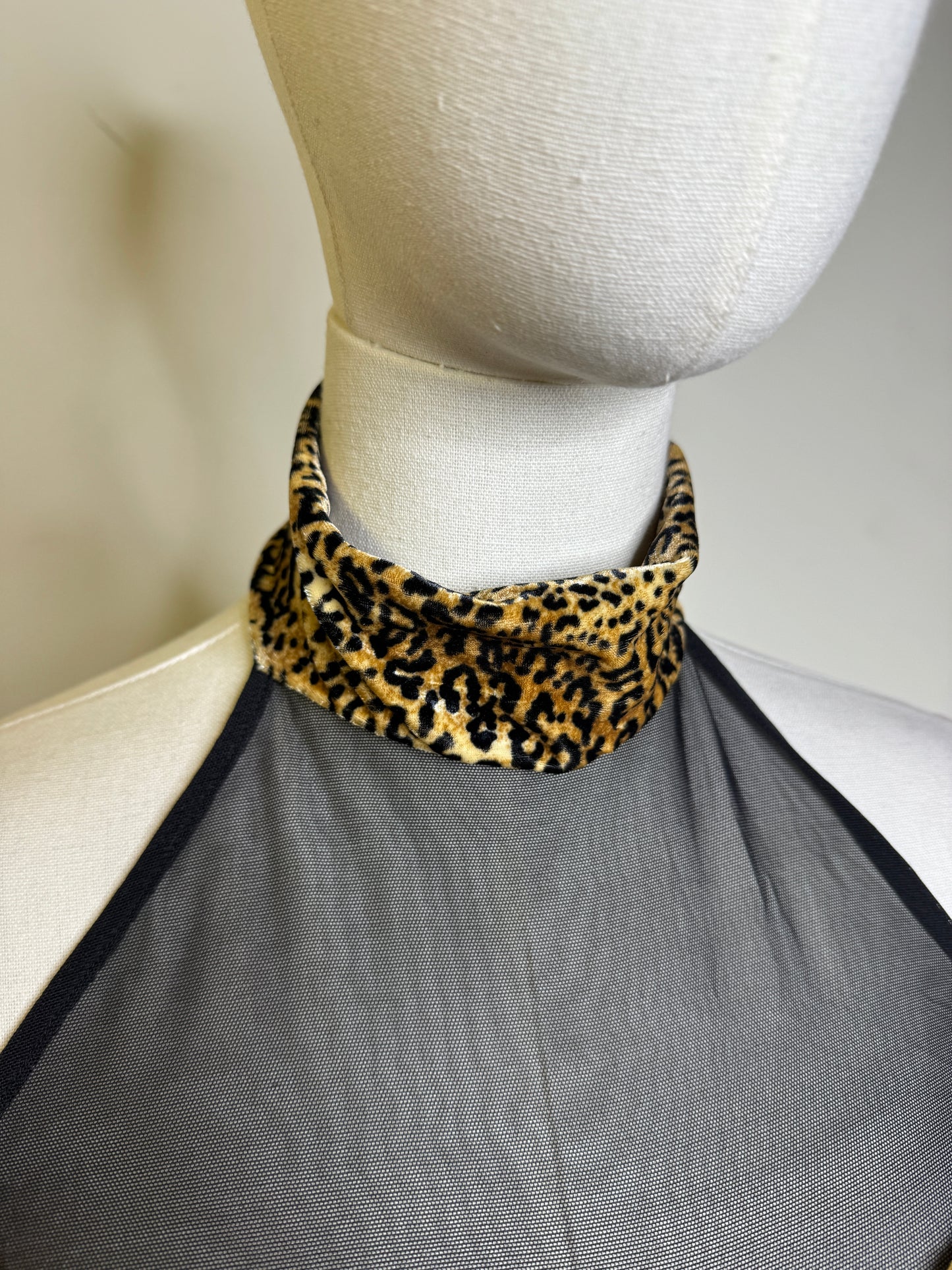 Leopard Bra Top with Black Sheer & Lace & Panty 1980s