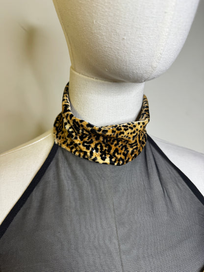 Leopard Bra Top with Black Sheer & Lace & Panty 1980s