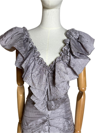 Lavender Rose Embellished 1980s Ruffle Party Dress