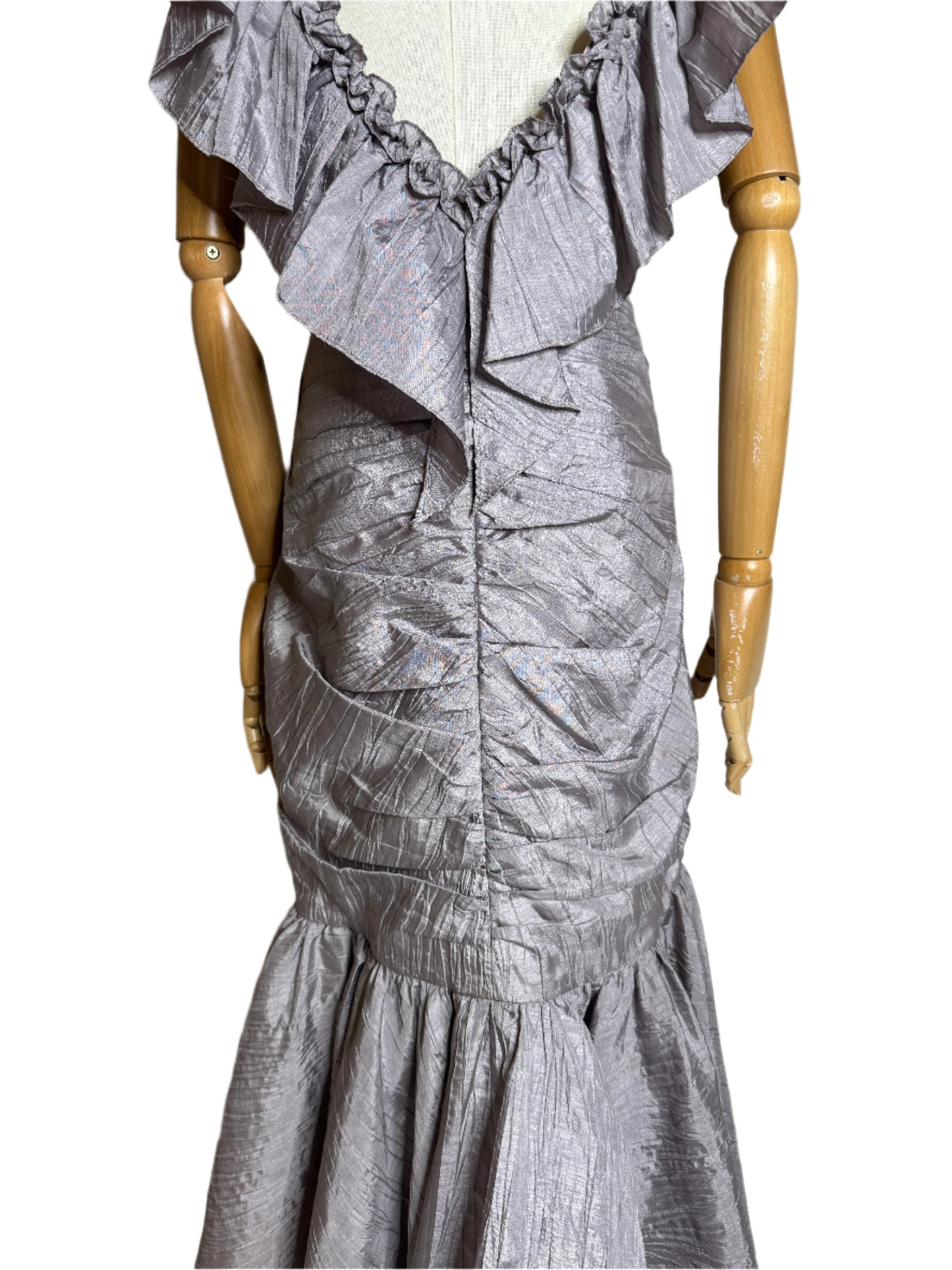 Lavender Rose Embellished 1980s Ruffle Party Dress