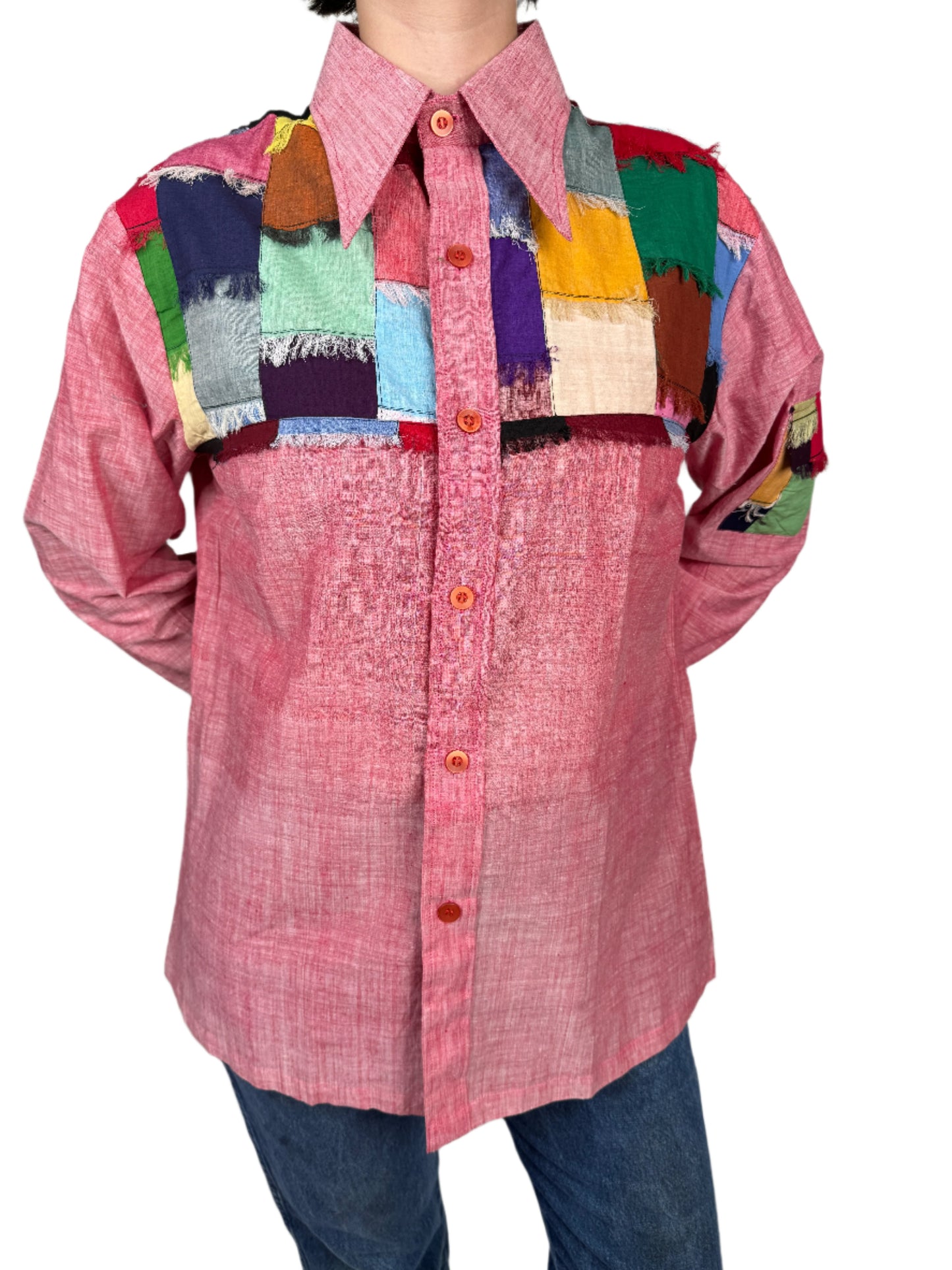 Lew Magram, Red  Disco Shirt w/ Patchwork 1970s