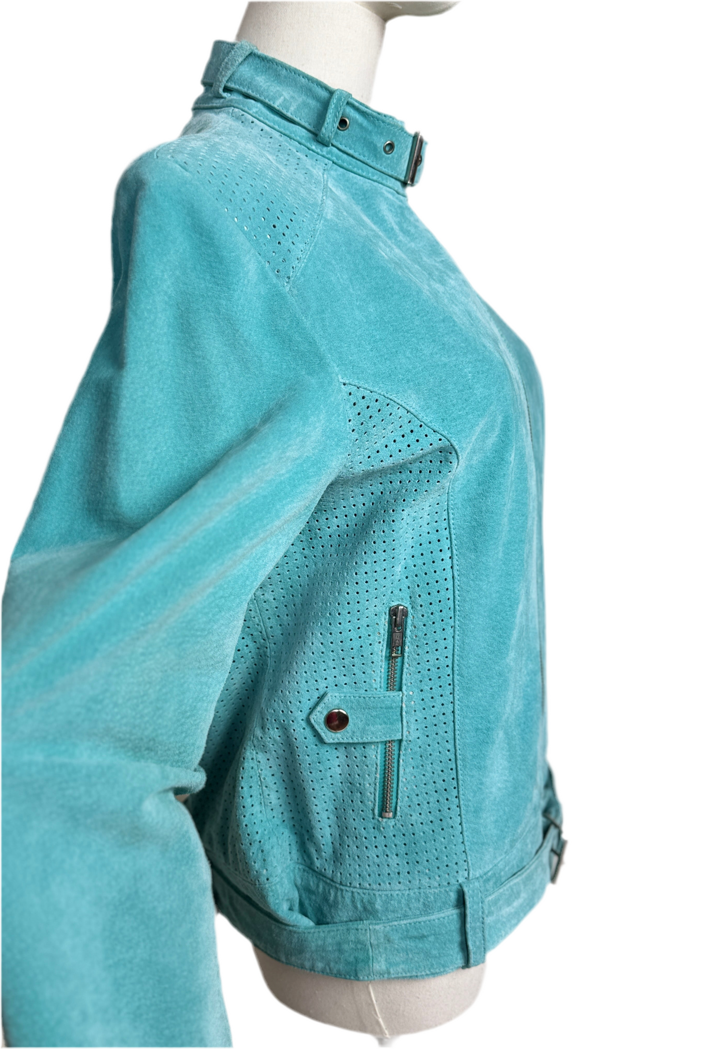 1980s Sky Blue Moto Jacket