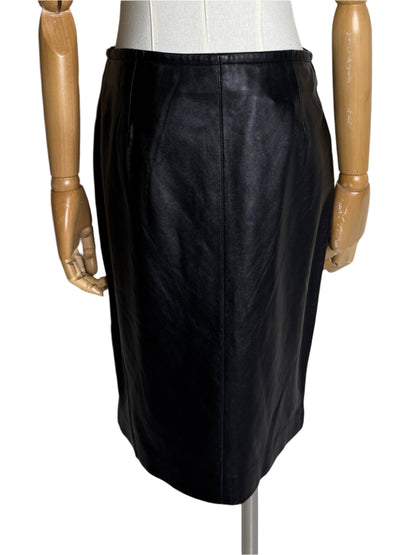 Express Black Leather Mini Pencil Skirt 1990s