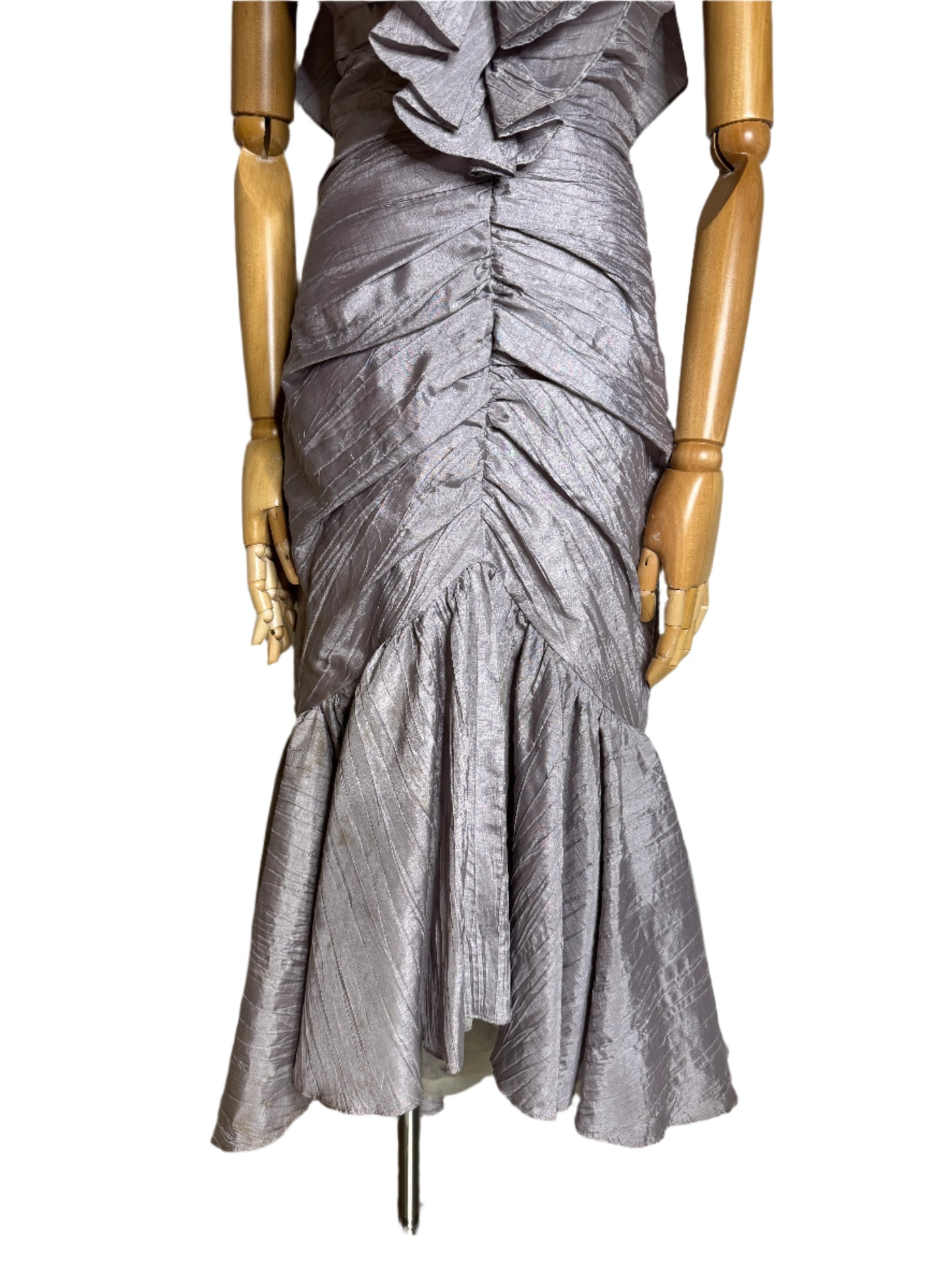 Lavender Rose Embellished 1980s Ruffle Party Dress