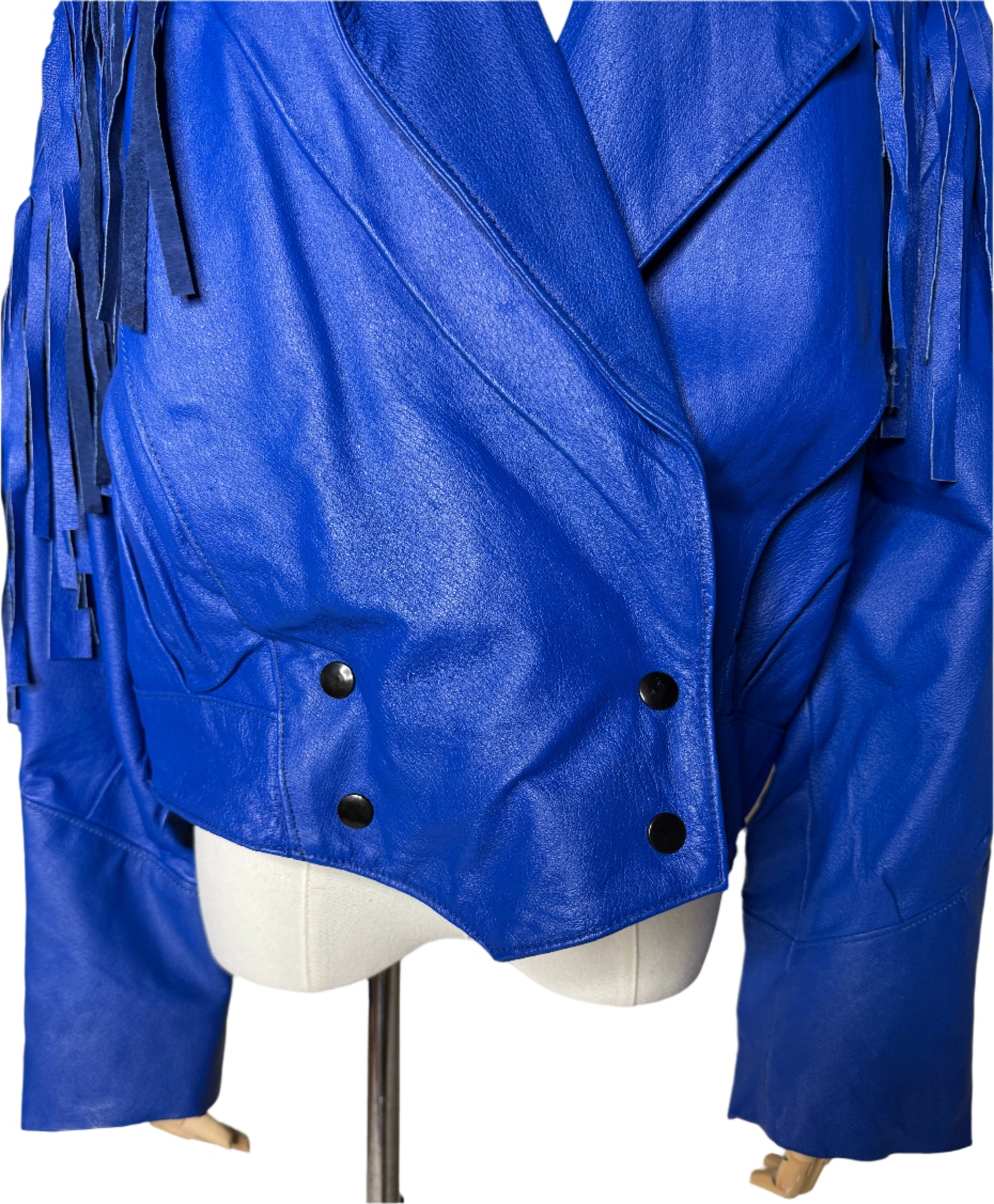 MPW Cobalt Blue Moto Fringed Jacket 1980s