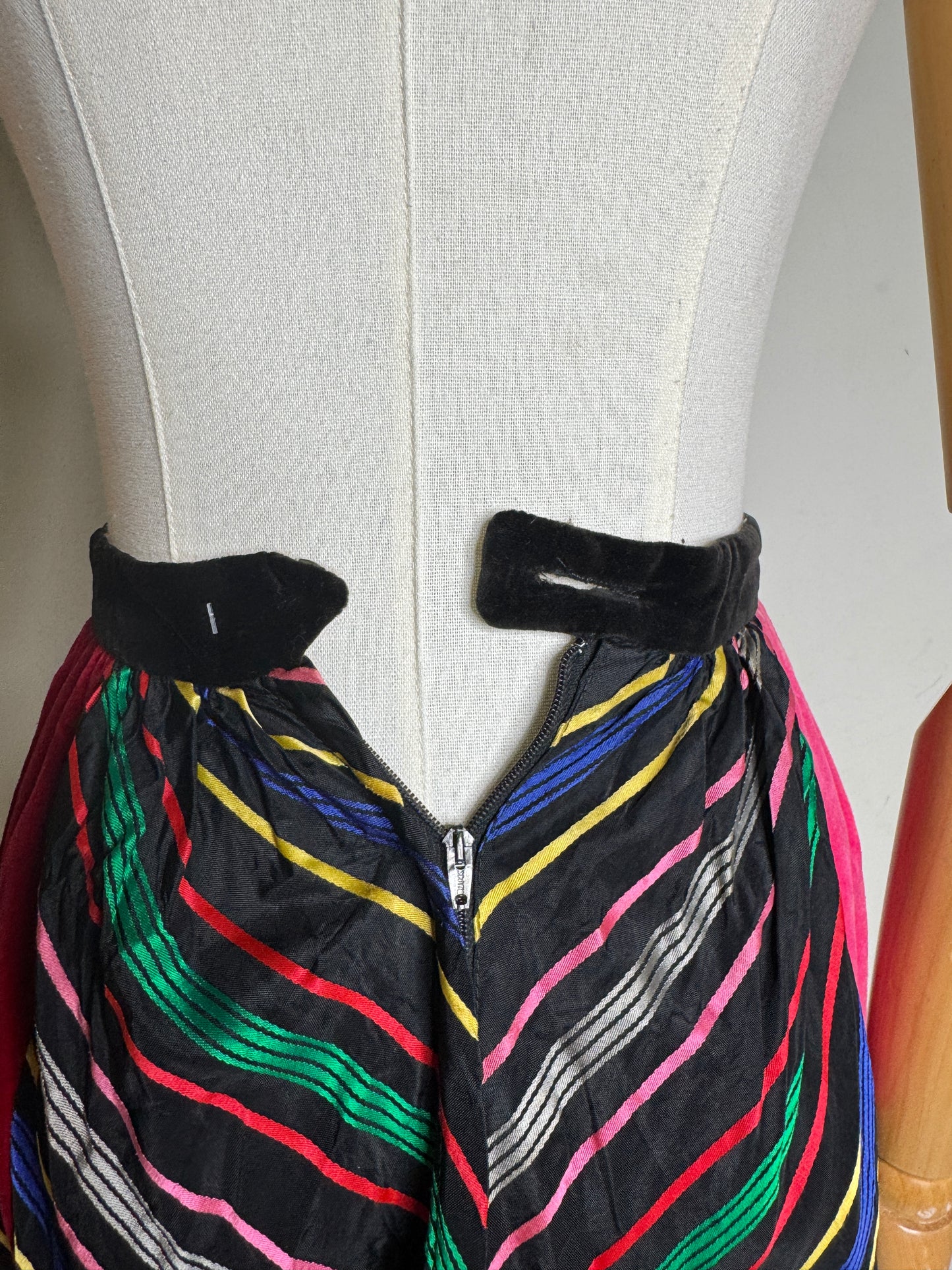 Patchwork Velvet Maxi Skirt 1960s