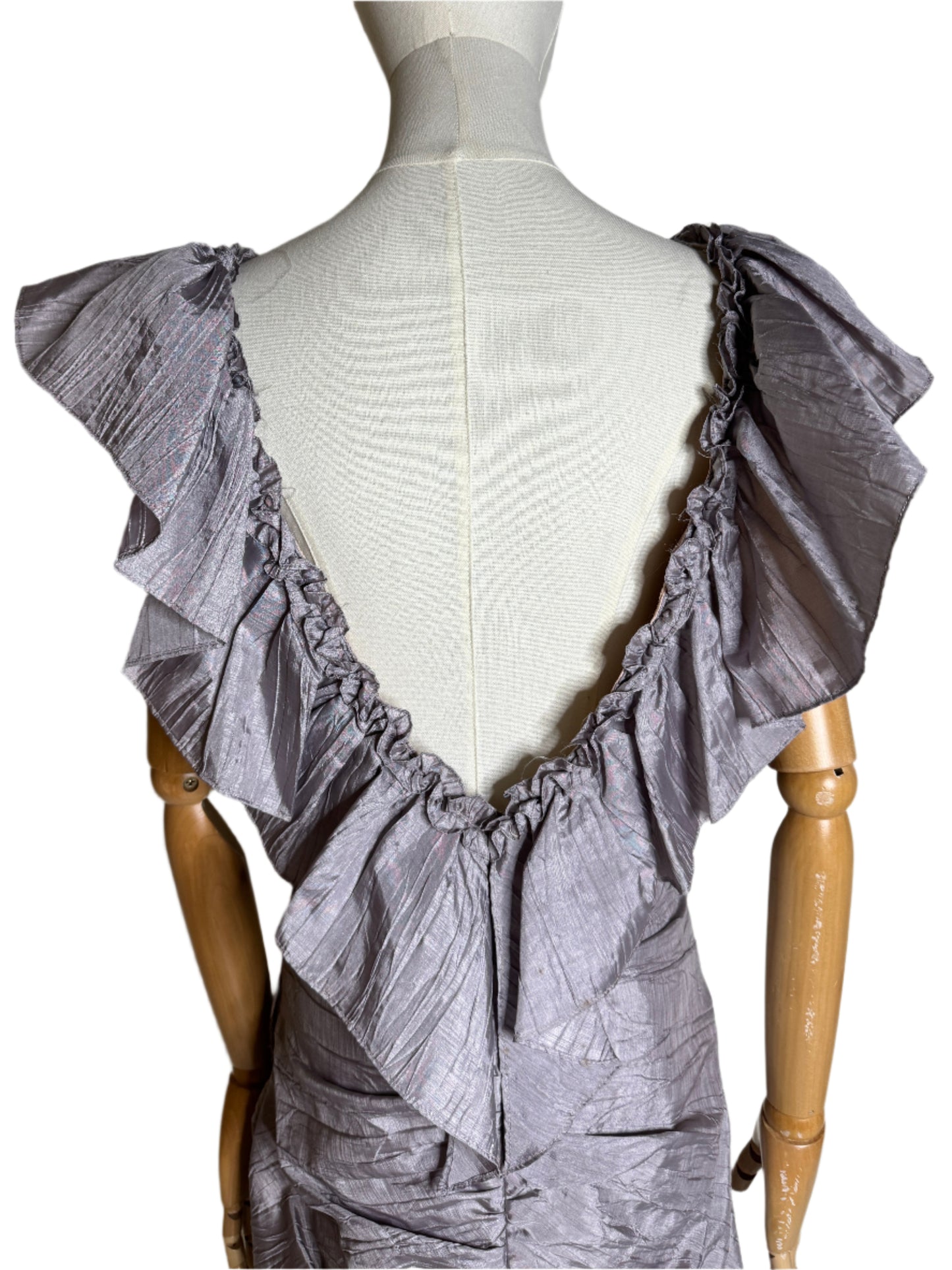 Lavender Rose Embellished 1980s Ruffle Party Dress