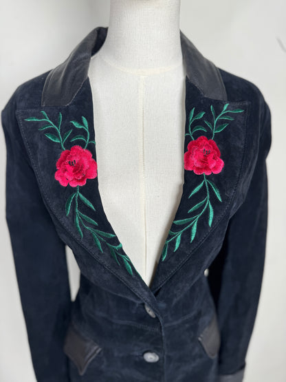 Margaret Godfrey, Black Suede Coat w/ Embroidery