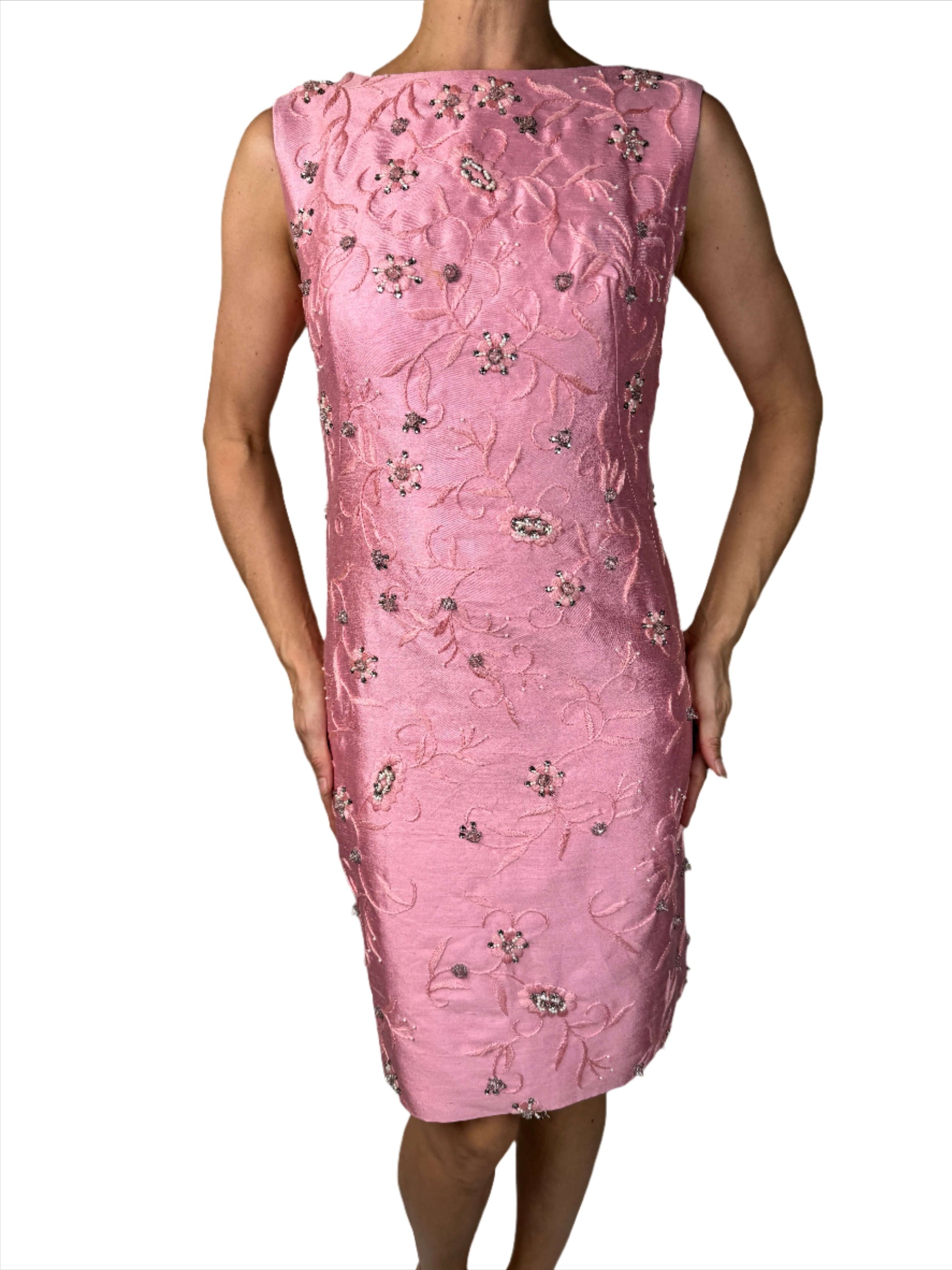 Pink Silk Cocktail Dress 1960s Pink Silk Cocktail Dress 1960s