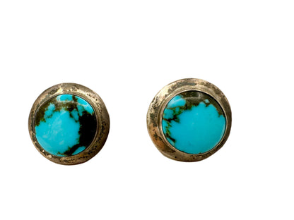 Turquoise & Sterling Round Earrings 1980s