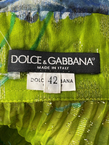 Dolce & Gabbana, Green Pleated Blouse 1990s