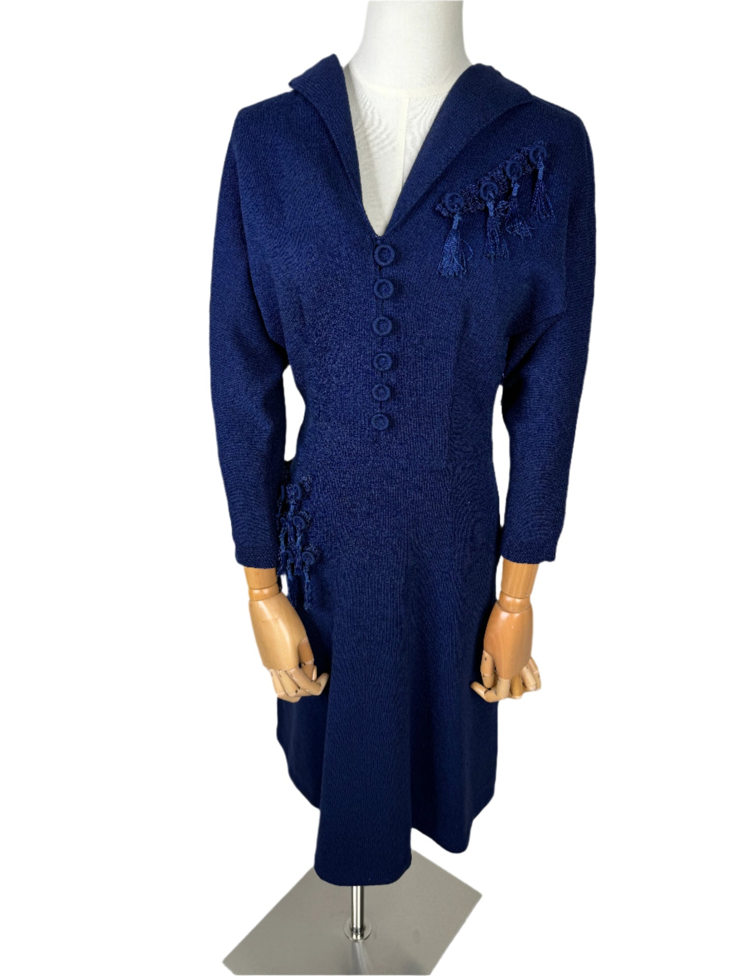 1940s navy blue dress 1940s 'Girl Friday' Dress