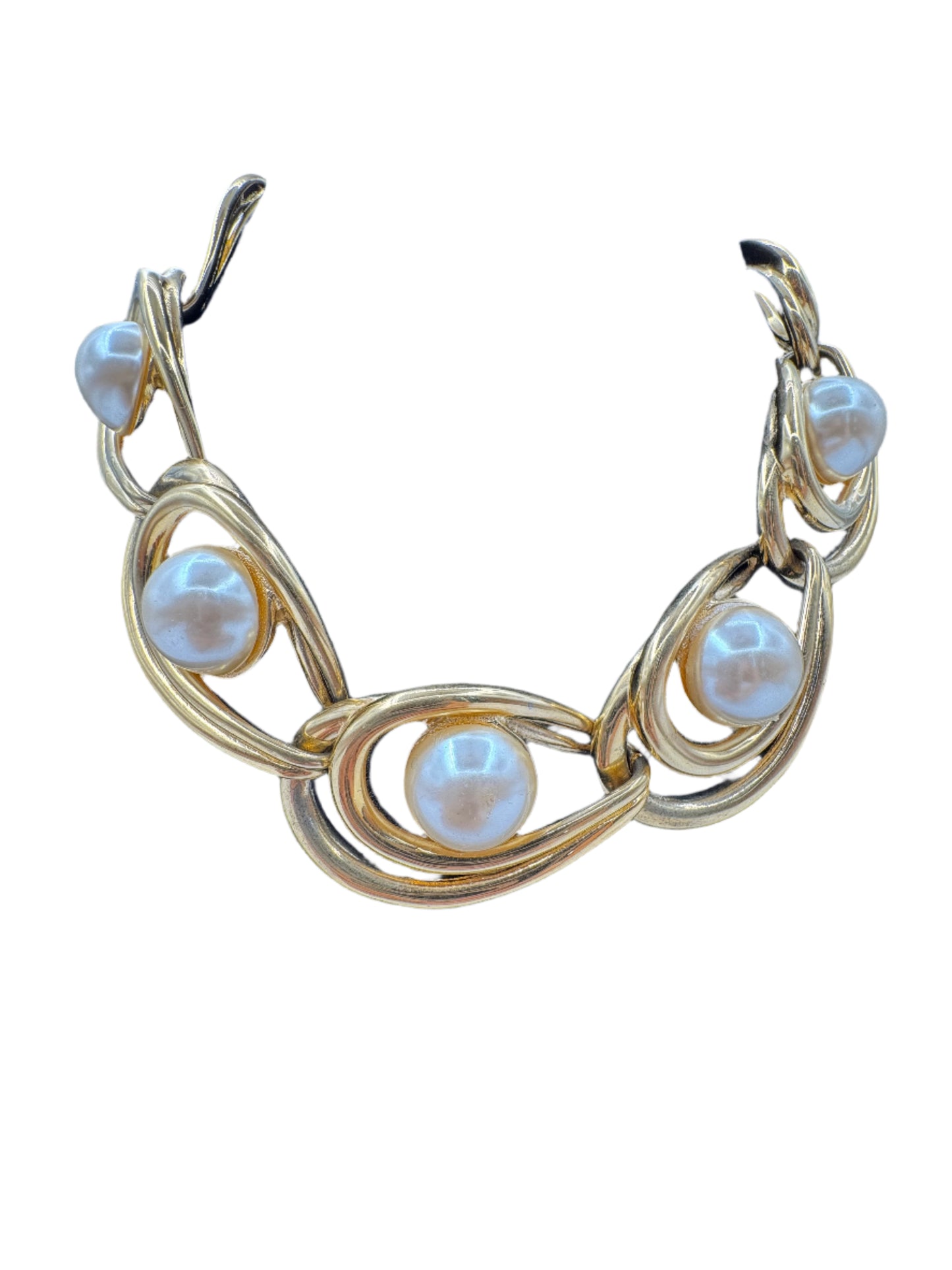 Givenchy, Gold Statement Link & Pearl Necklace 1980s