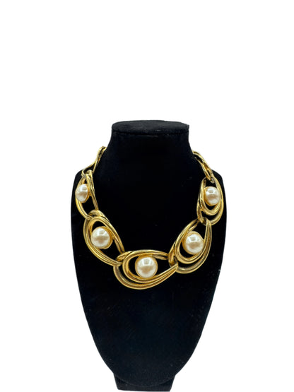 Givenchy, Gold Statement Link & Pearl Necklace 1980s