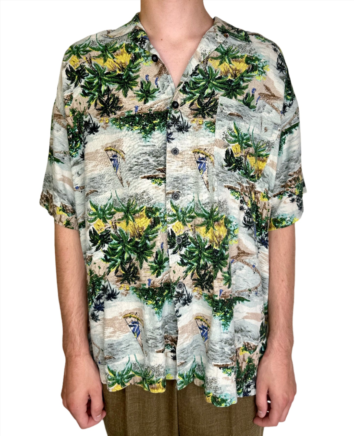 Bill Blass, Hawaiian Short Sleeve Silk Shirt 1990s