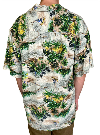 Bill Blass, Hawaiian Short Sleeve Silk Shirt 1990s