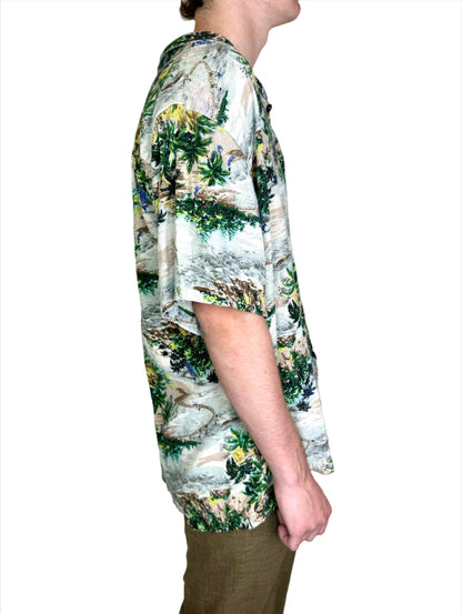 Bill Blass, Hawaiian Short Sleeve Silk Shirt 1990s