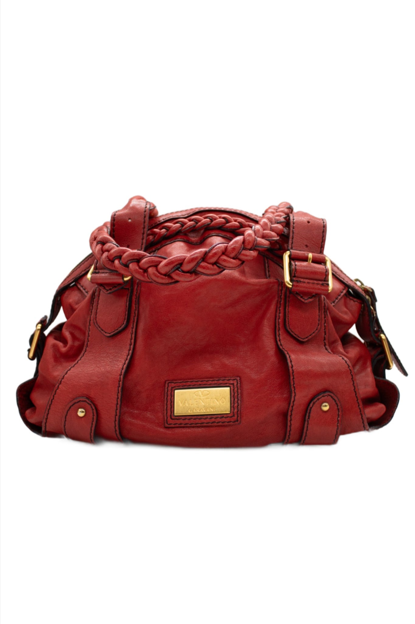 Valentino, Red Leather Hobo Bag Y2K