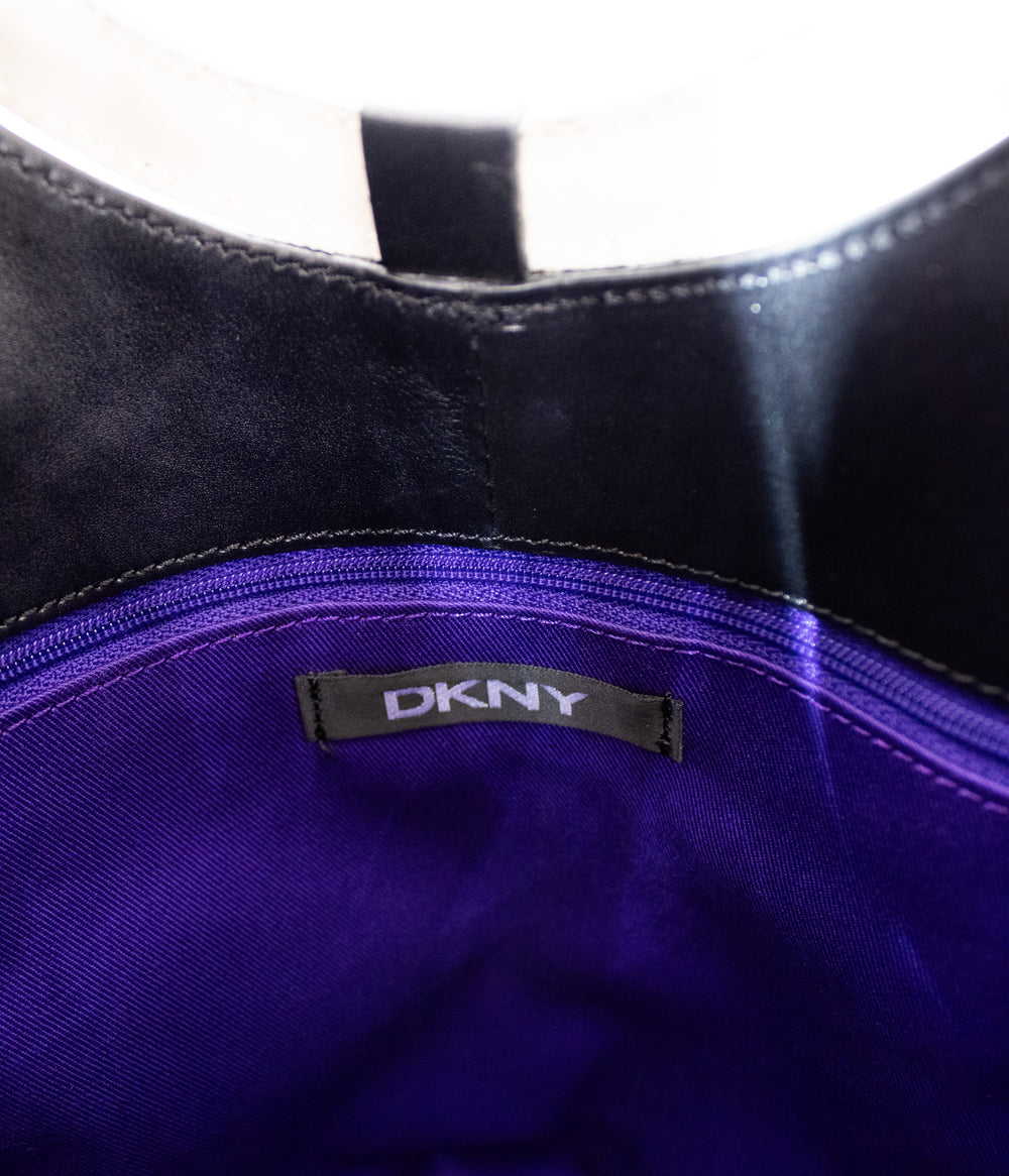 DKNY Mod Leather Tote in Black & Ecru