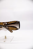 Prada Mens Brown Wrap Shield Sunglasses in Tortoise Shell