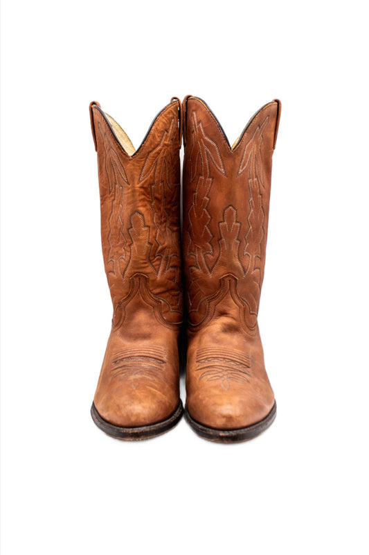 Marlboro x Dan Post, Brown Leather Cowboy Boots 1980s