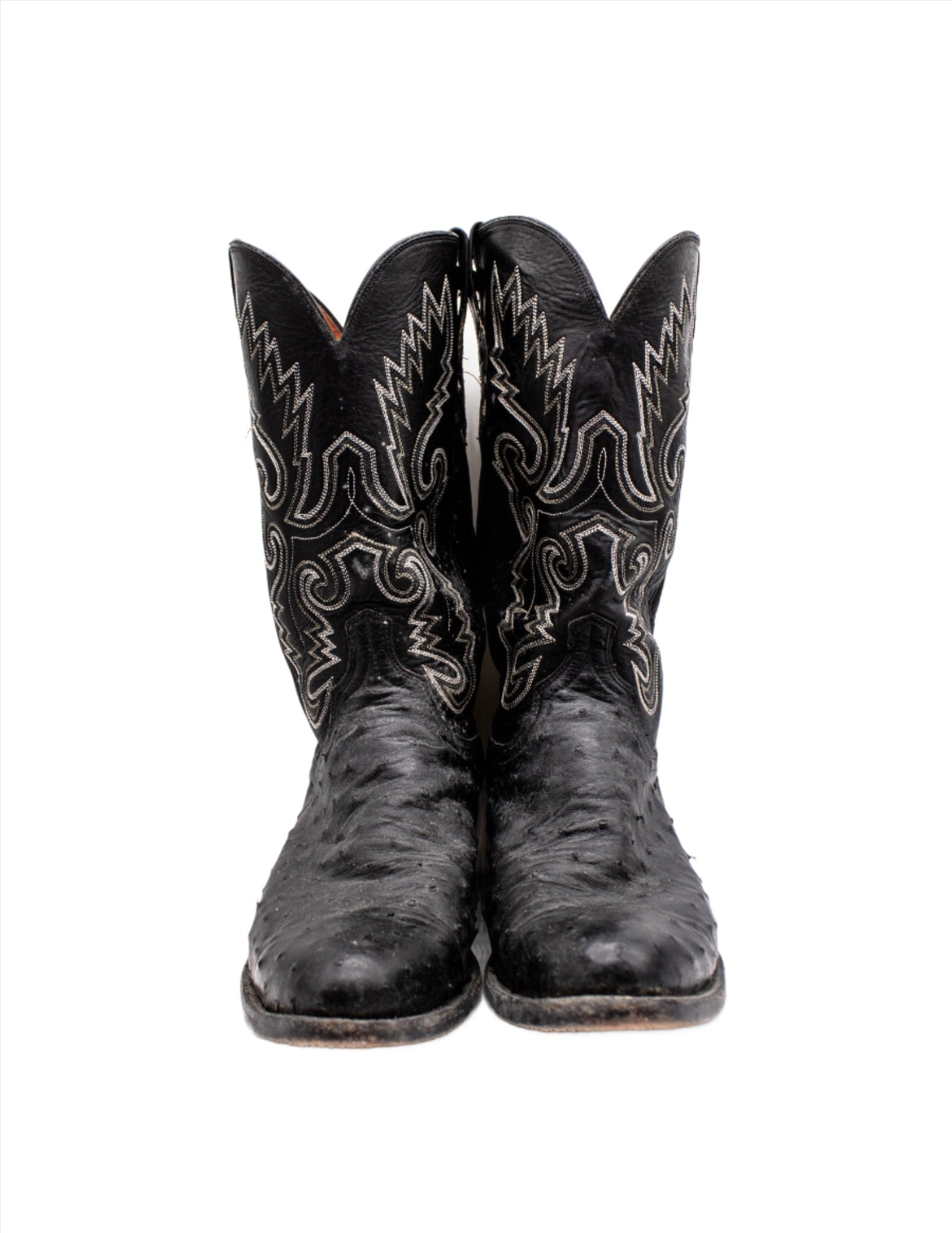 Lucchese 1883 Black Ostrich Boots 1990s House of Strut