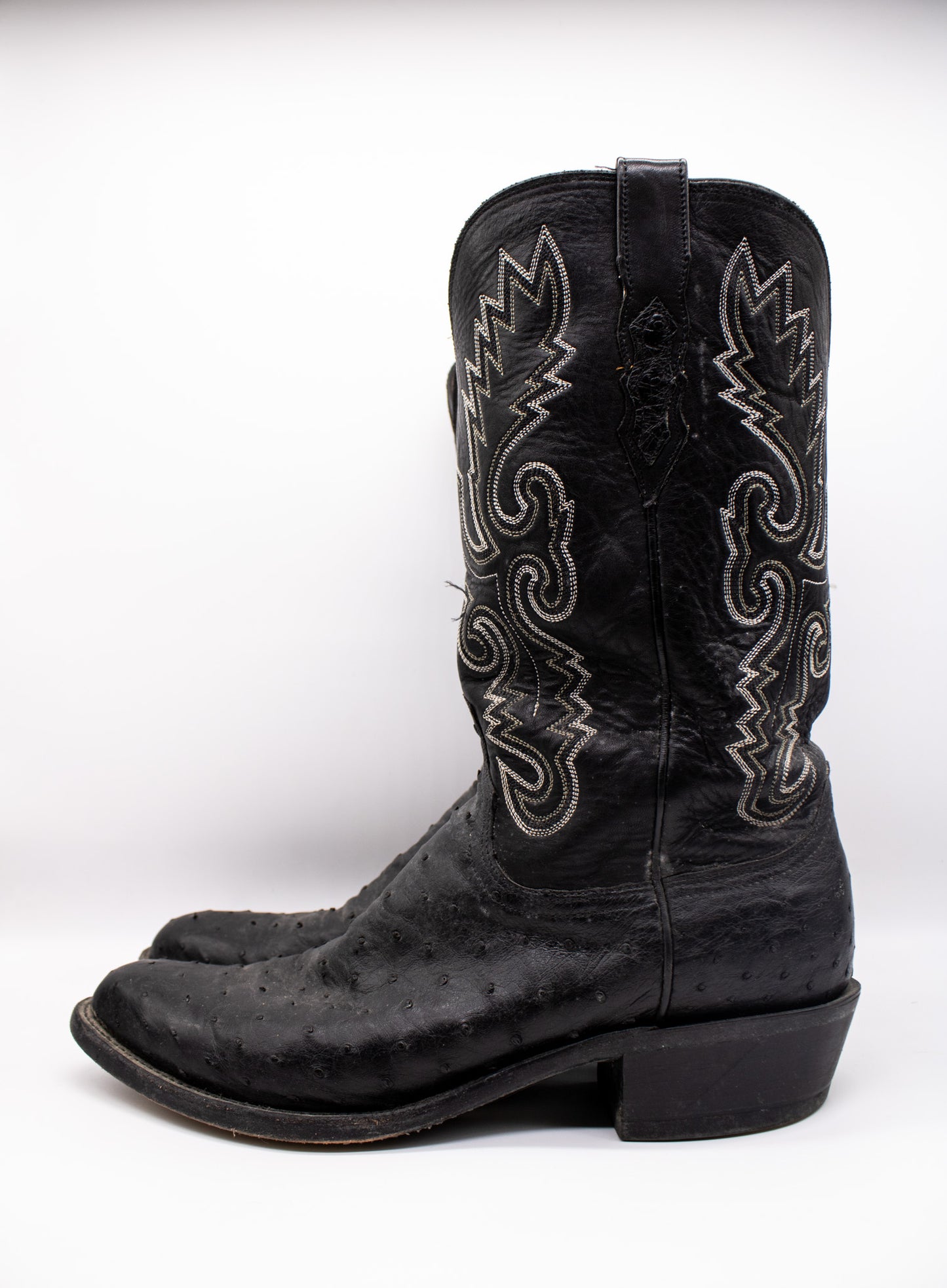 Lucchese 1883 Black Ostrich Boots 1990s