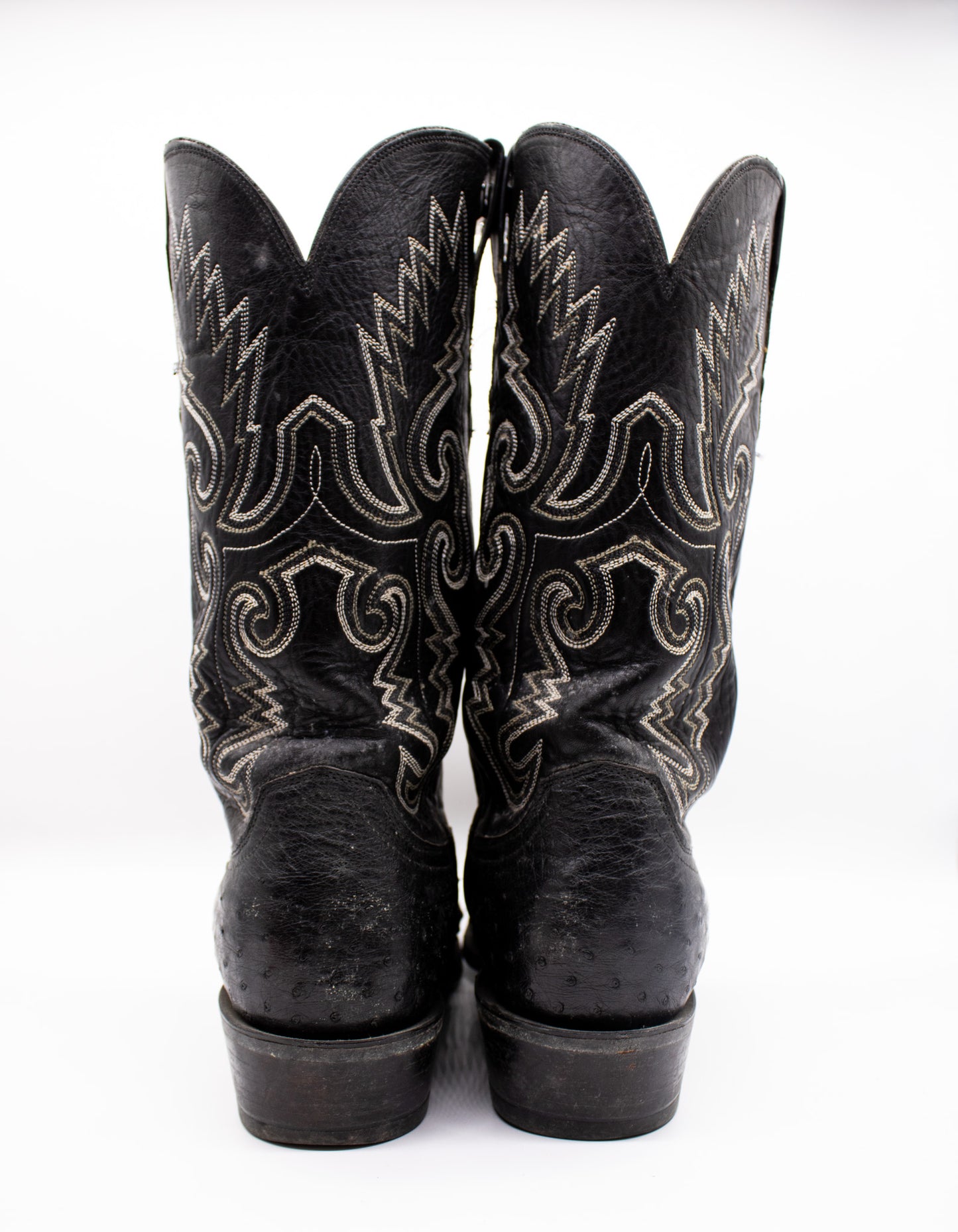 Lucchese 1883 Black Ostrich Boots 1990s