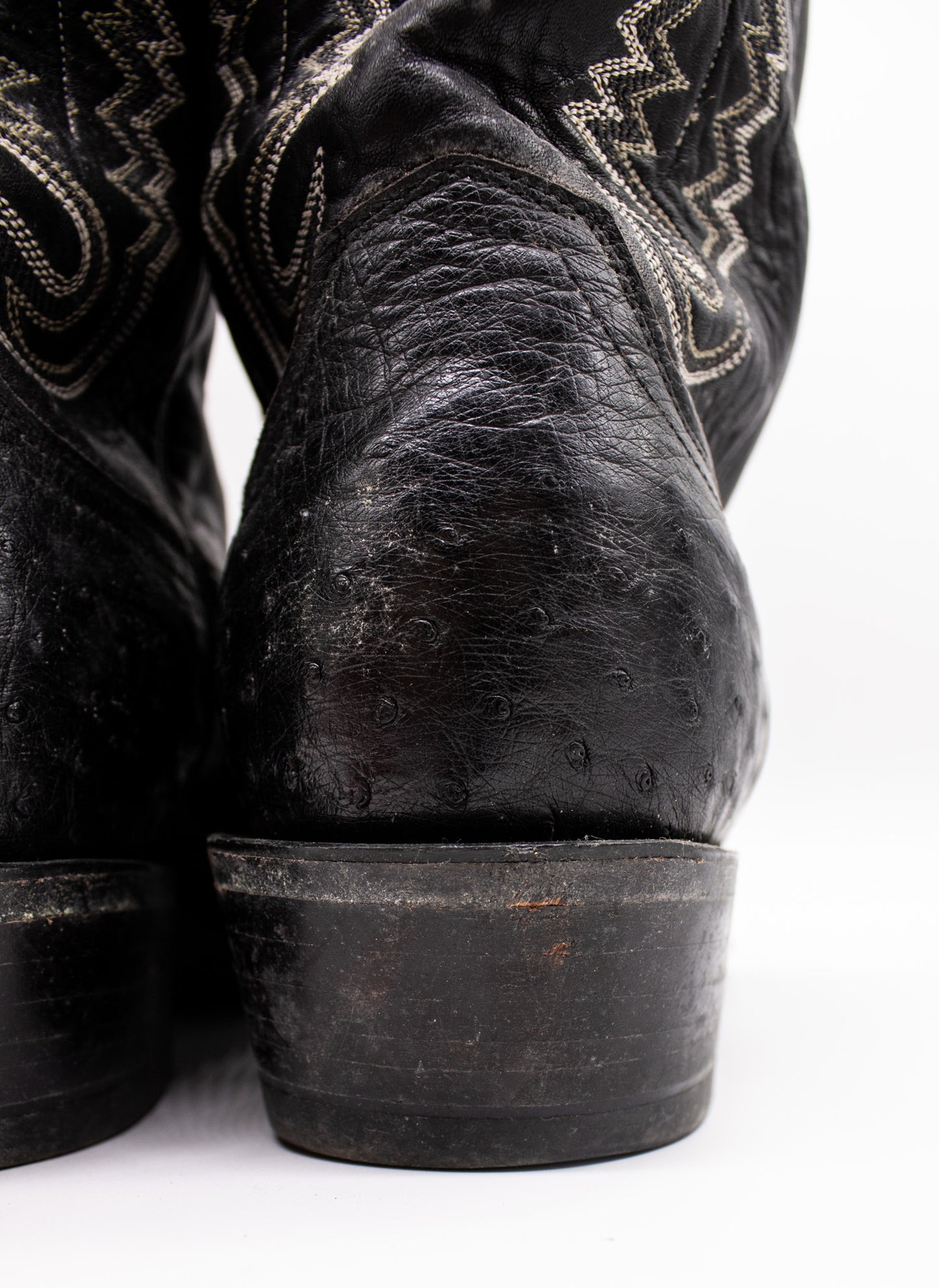 Lucchese 1883 Black Ostrich Boots 1990s