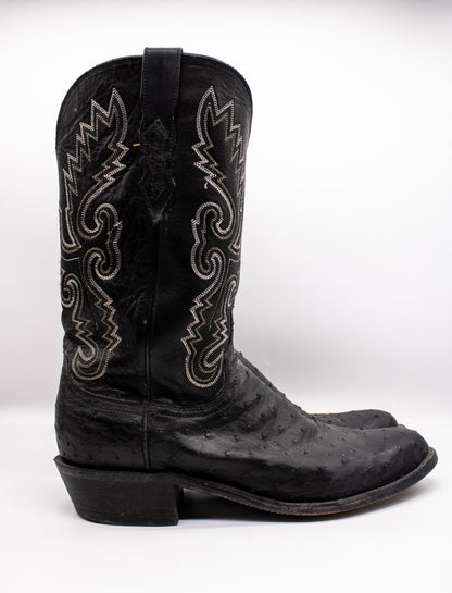 Lucchese 1883 Black Ostrich Boots 1990s