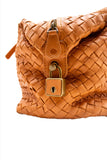 Bottega Veneta Shoulder Bag in Orange Lambskin Leather