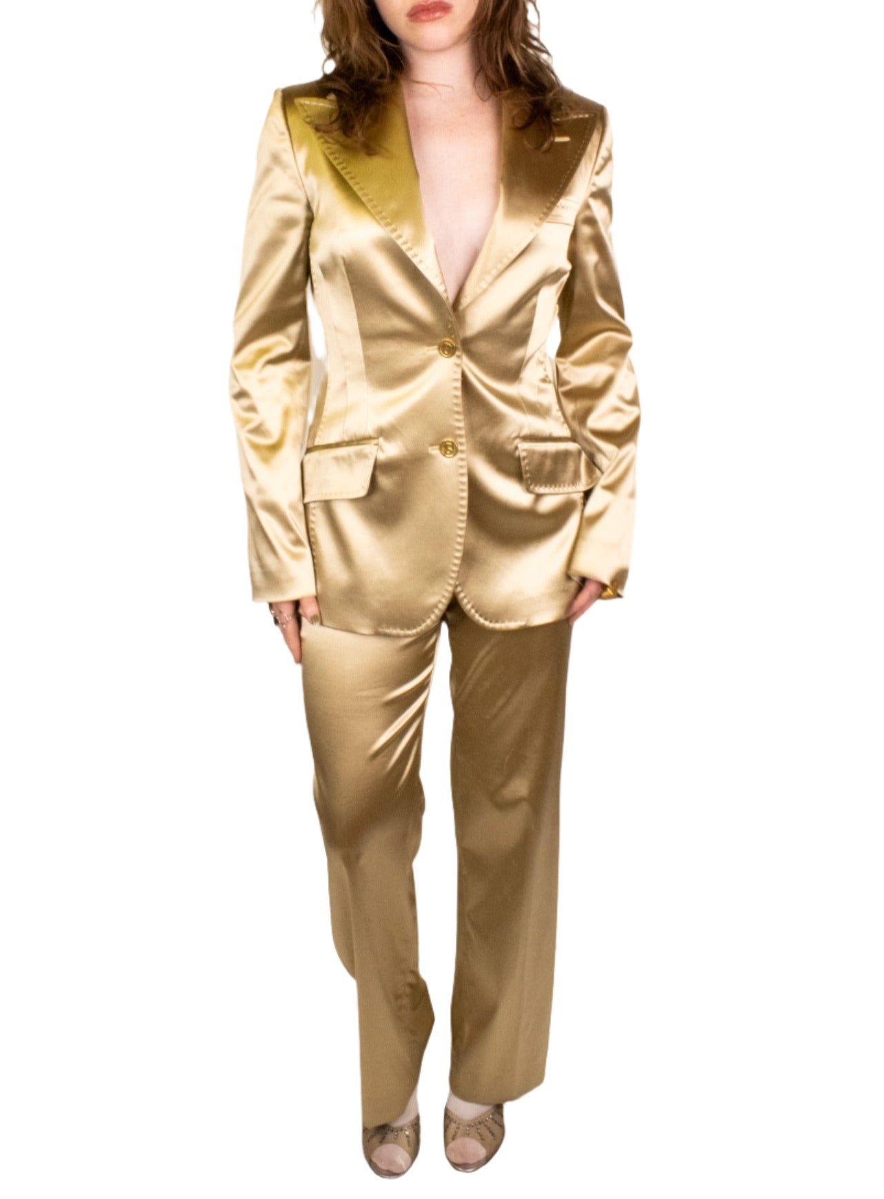 Dolce & Gabbana, Gold Pant Suit Y2K