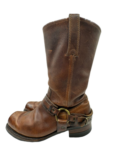 Frye, Brown Leather Harness Boots M 11 1990s