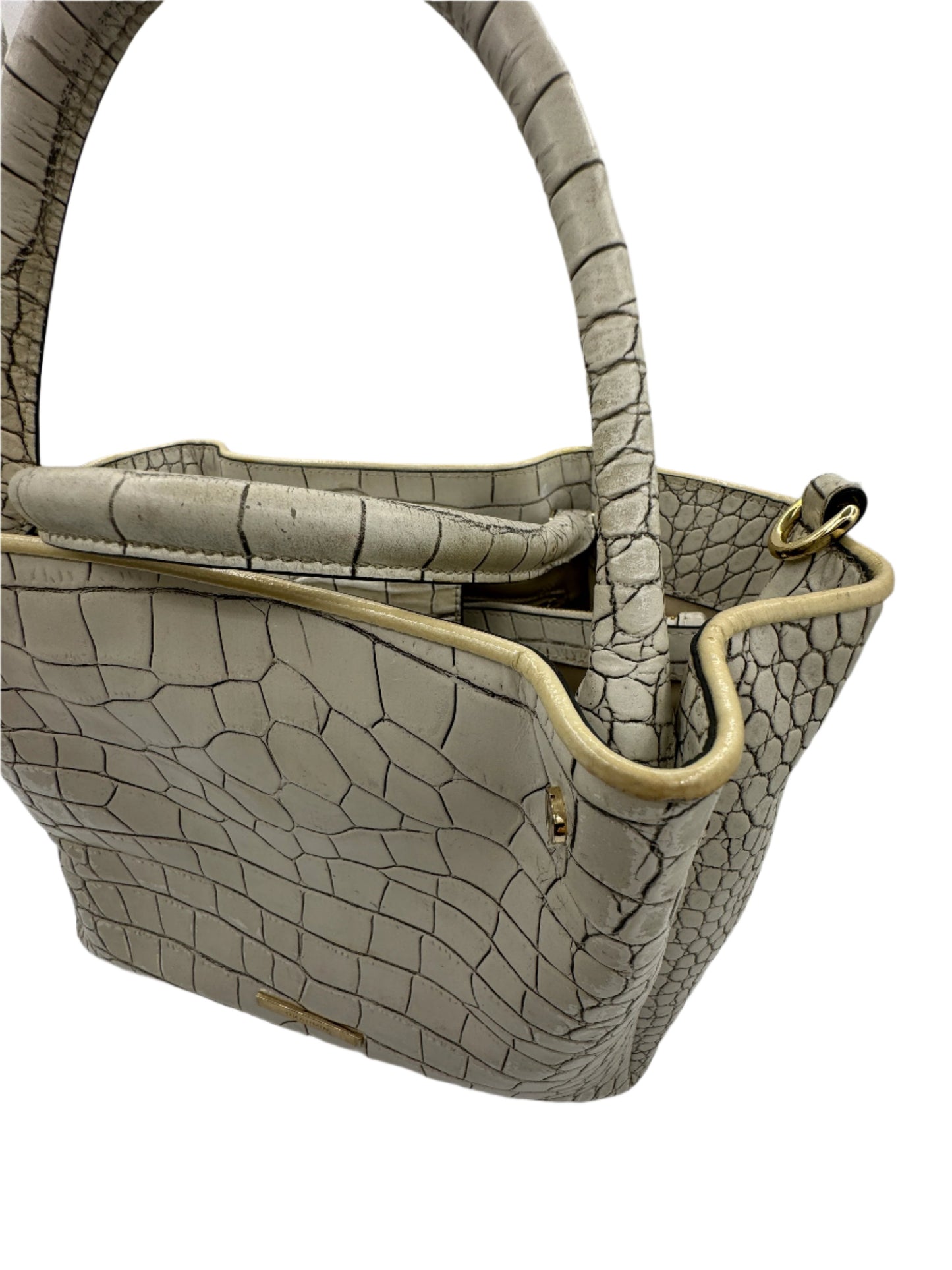 Brahmin White Crocodile Handbag 1990s