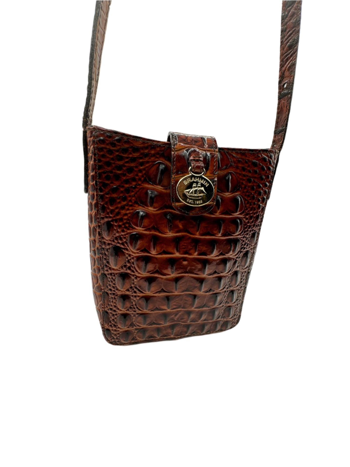 Brahmin Brown Crocodile Embossed Crossbody Y2K