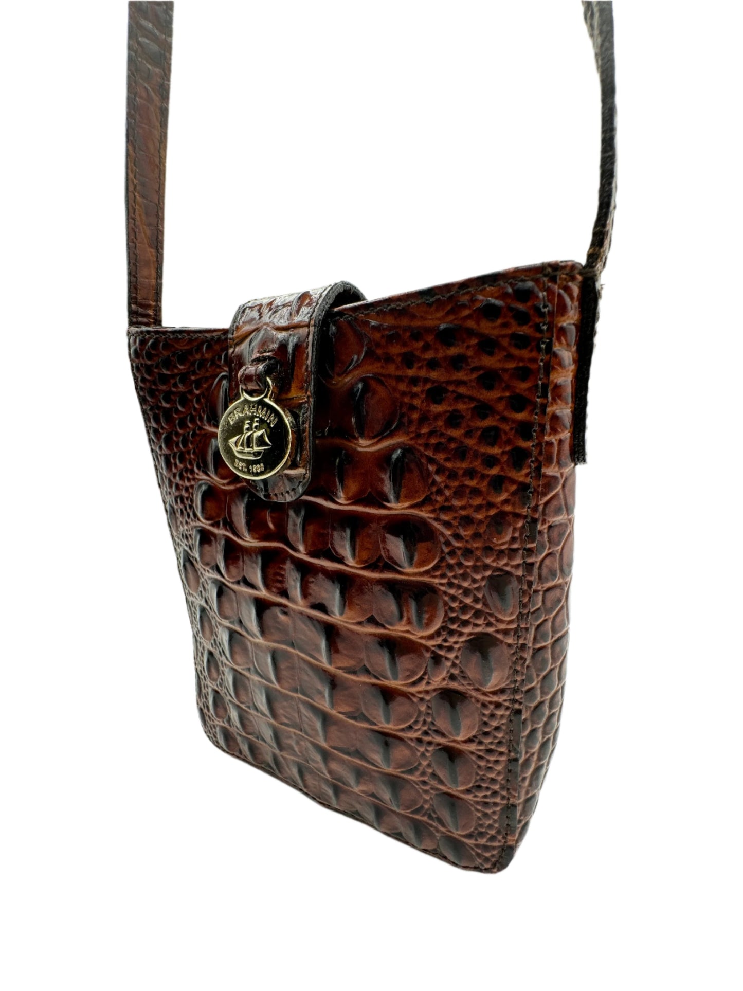 Brahmin Brown Crocodile Embossed Crossbody Y2K