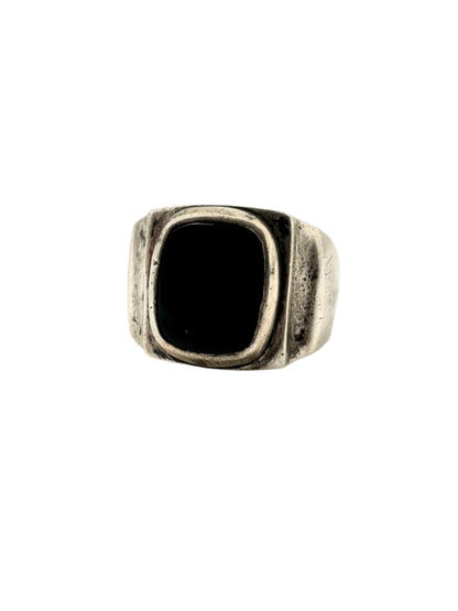 Sterling & Black Onyx Mens Ring 1970s